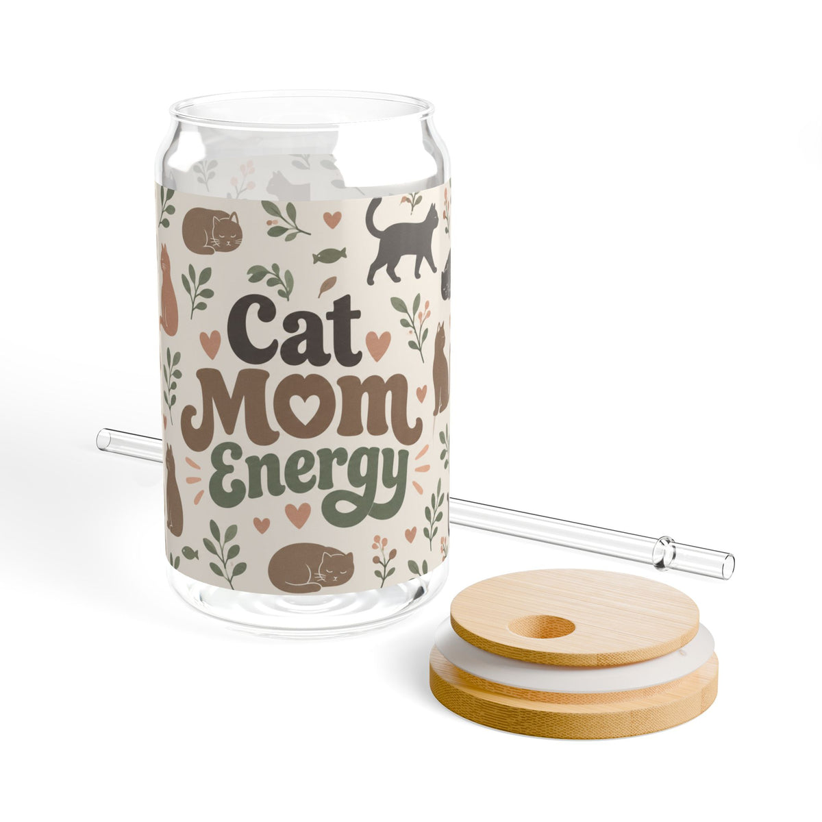Cat Mom Energy || Glass Cup