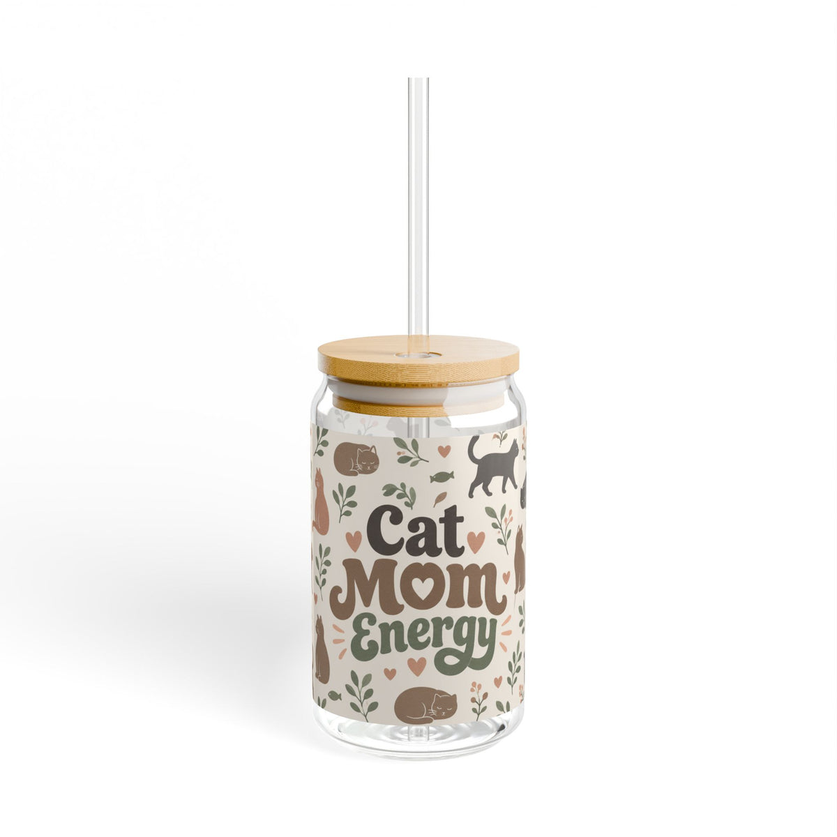 Cat Mom Energy || Glass Cup