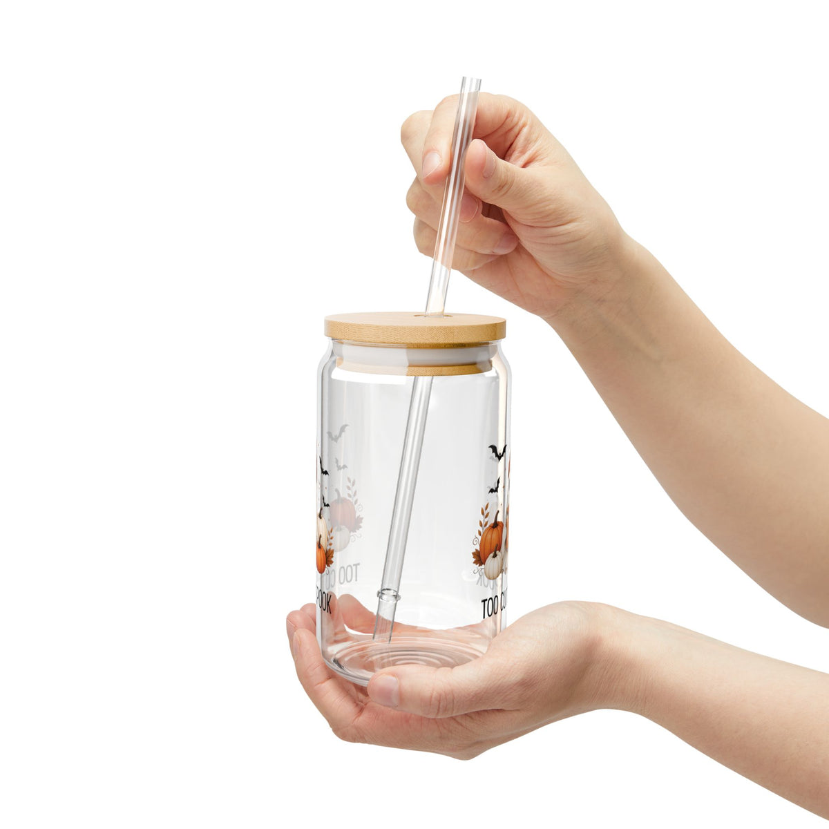 16oz Halloween Ghost Sipper Glass – ‘Too Cute to Spook’