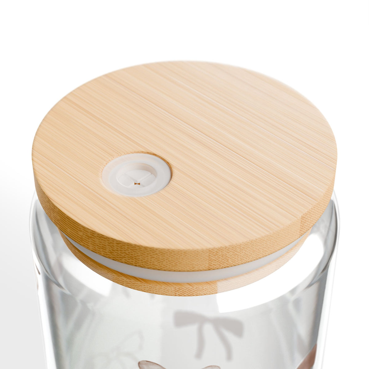 16oz Bow Pattern Sipper Glass with Bamboo Lid & Straw