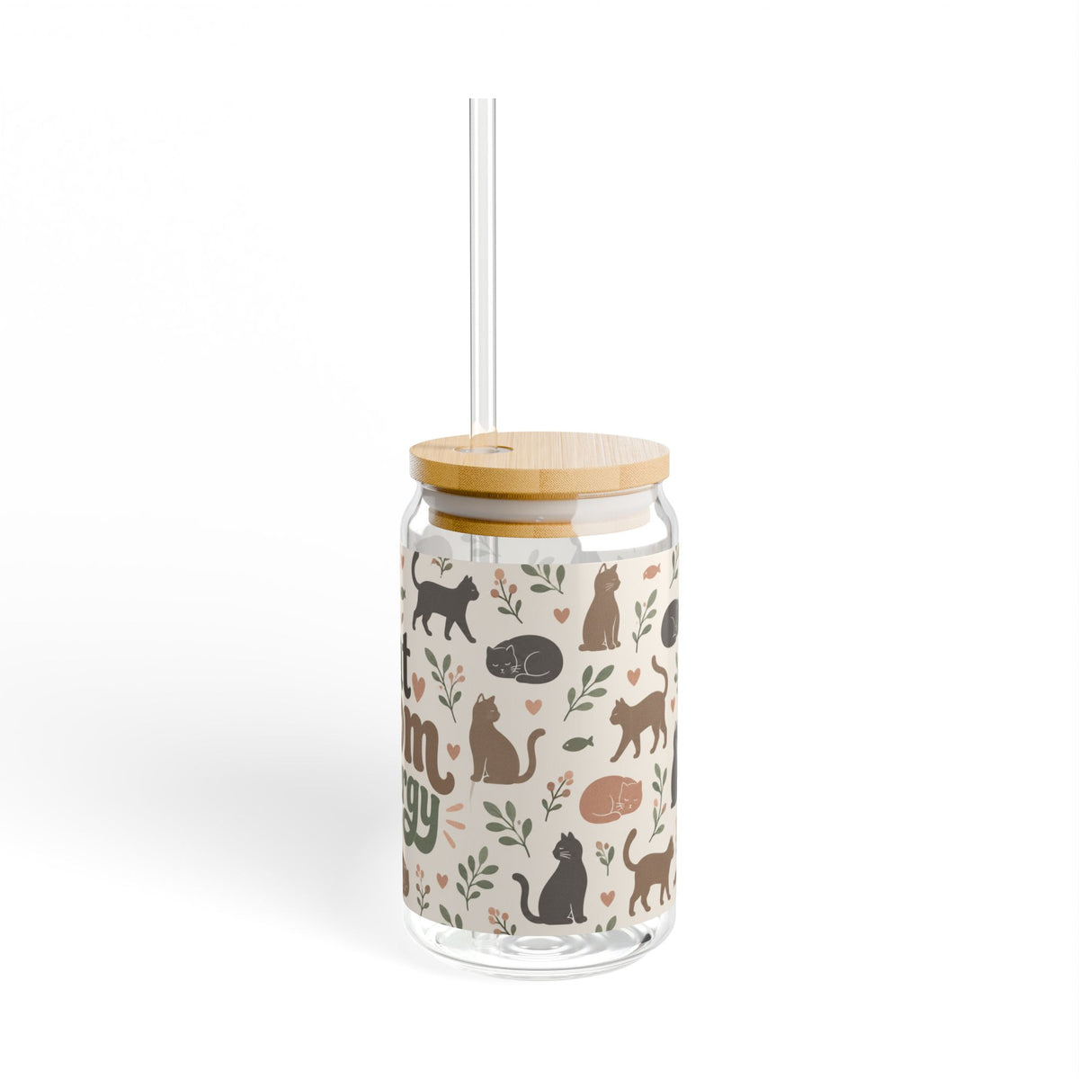 Cat Mom Energy || Glass Cup