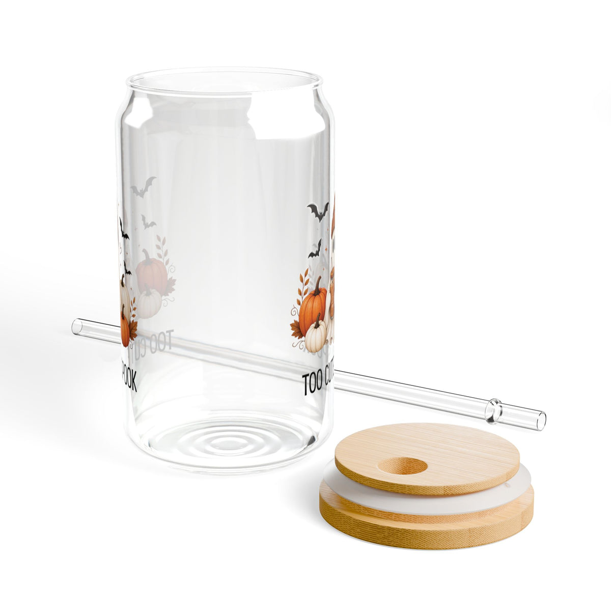 16oz Halloween Ghost Sipper Glass – ‘Too Cute to Spook’